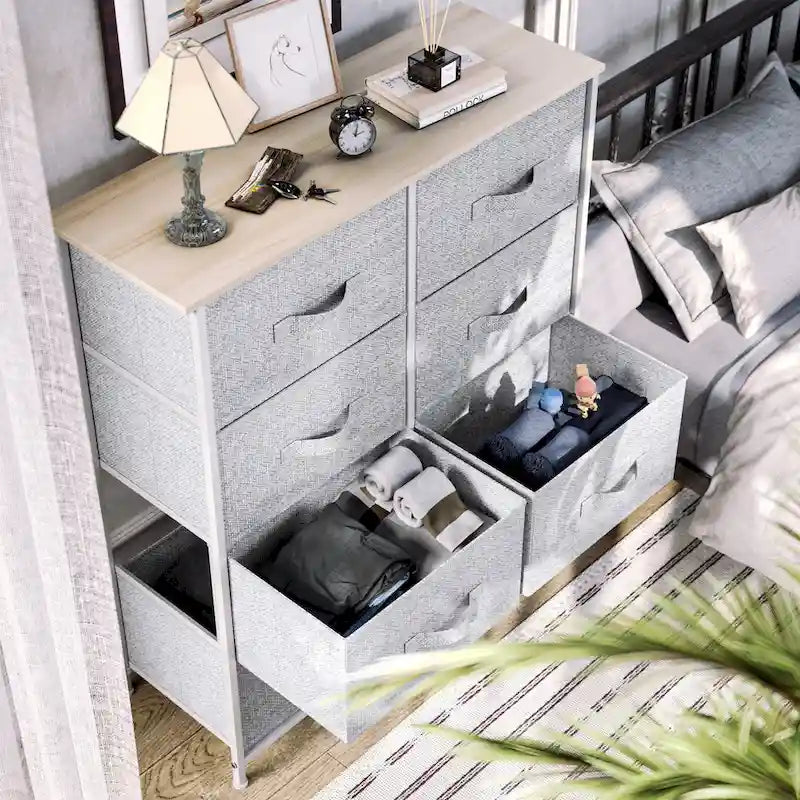 Commode verticale moderne à 8 tiroirs en tissu, tour de rangement pour chambre à coucher