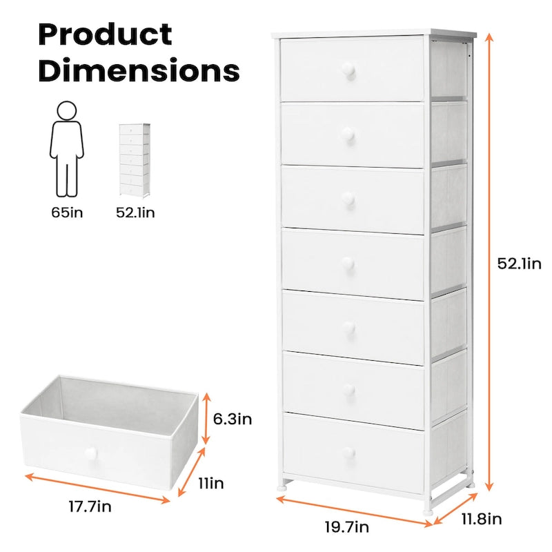 Commode de rangement à 7 tiroirs pour chambre à coucher