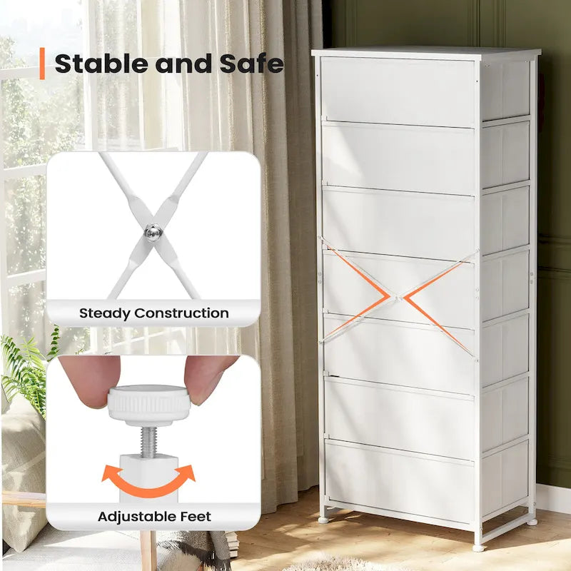 Commode de rangement à 7 tiroirs pour chambre à coucher