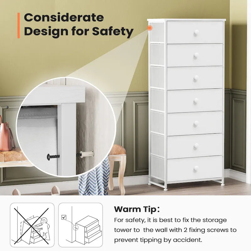 Commode de rangement à 7 tiroirs pour chambre à coucher