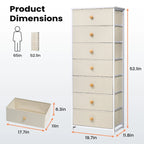 Commode de rangement à 7 tiroirs pour chambre à coucher