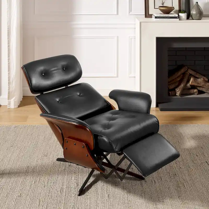 Fauteuil inclinable en similicuir de style moderne du milieu du siècle