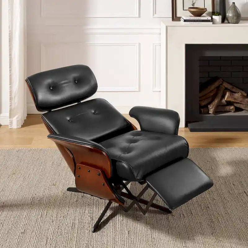 Fauteuil inclinable en similicuir de style moderne du milieu du siècle