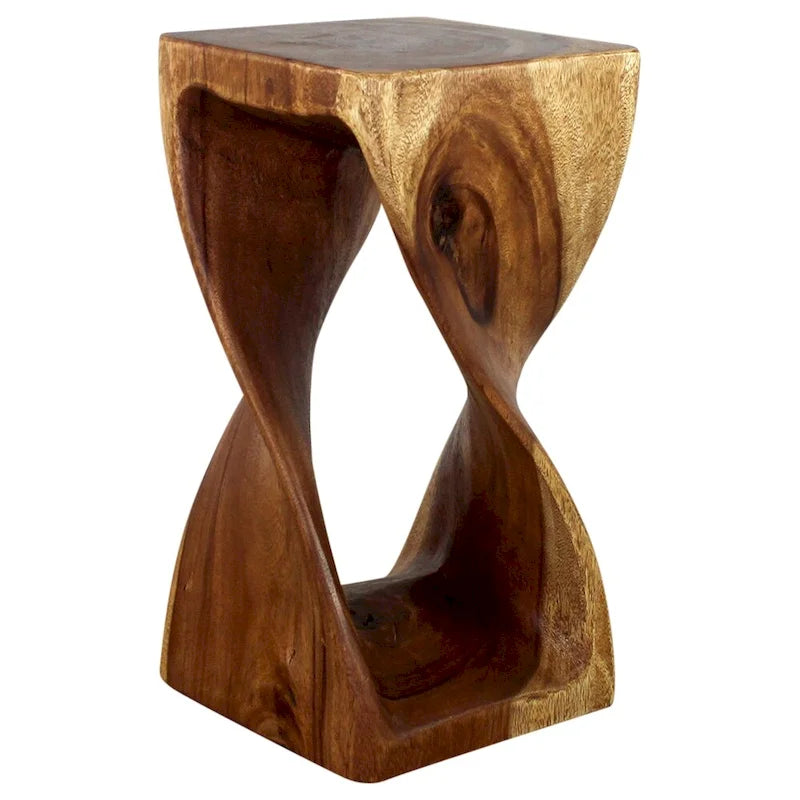 Tabouret Haussmann Original Twist en Bois 12 X 12 X 23 Po Huile de Noyer - 12 x 12 x 23