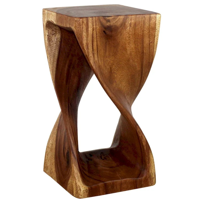 Tabouret Haussmann Original Twist en Bois 12 X 12 X 23 Po Huile de Noyer - 12 x 12 x 23