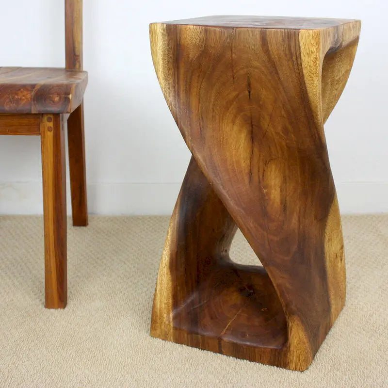 Tabouret Haussmann Original Twist en Bois 12 X 12 X 23 Po Huile de Noyer - 12 x 12 x 23