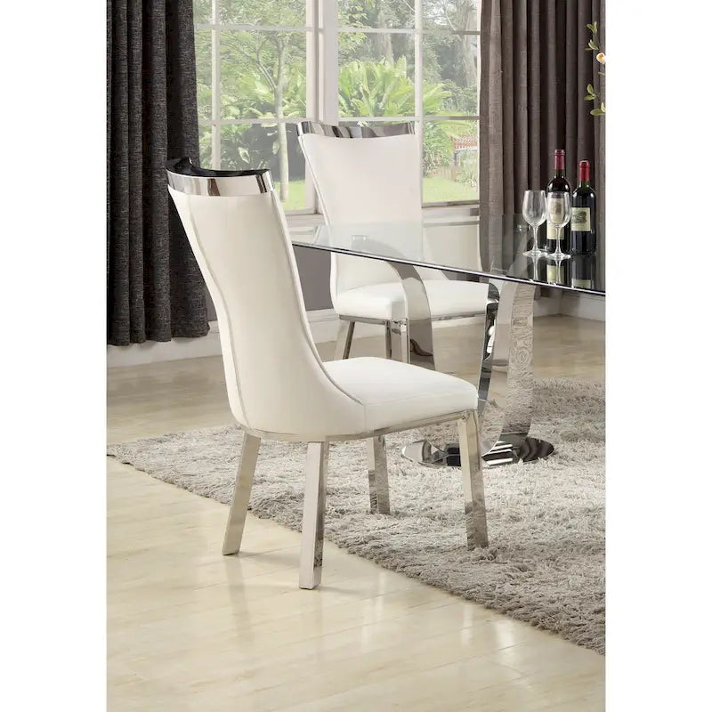 Chaise de salle à manger Amelia à dossier incurvé, blanche, lot de 2 - S/O