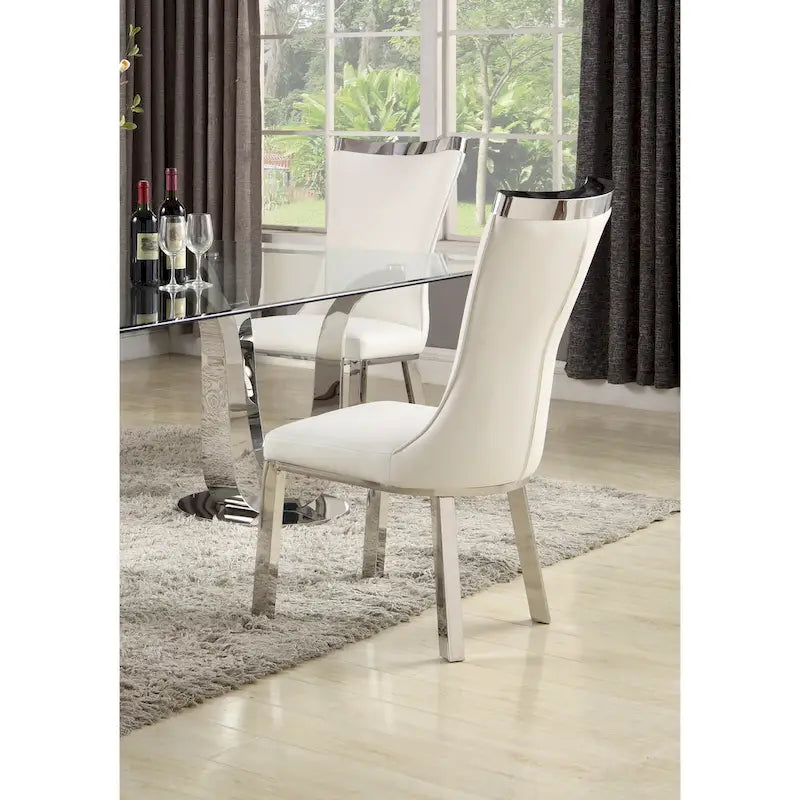 Chaise de salle à manger Amelia à dossier incurvé, blanche, lot de 2 - S/O
