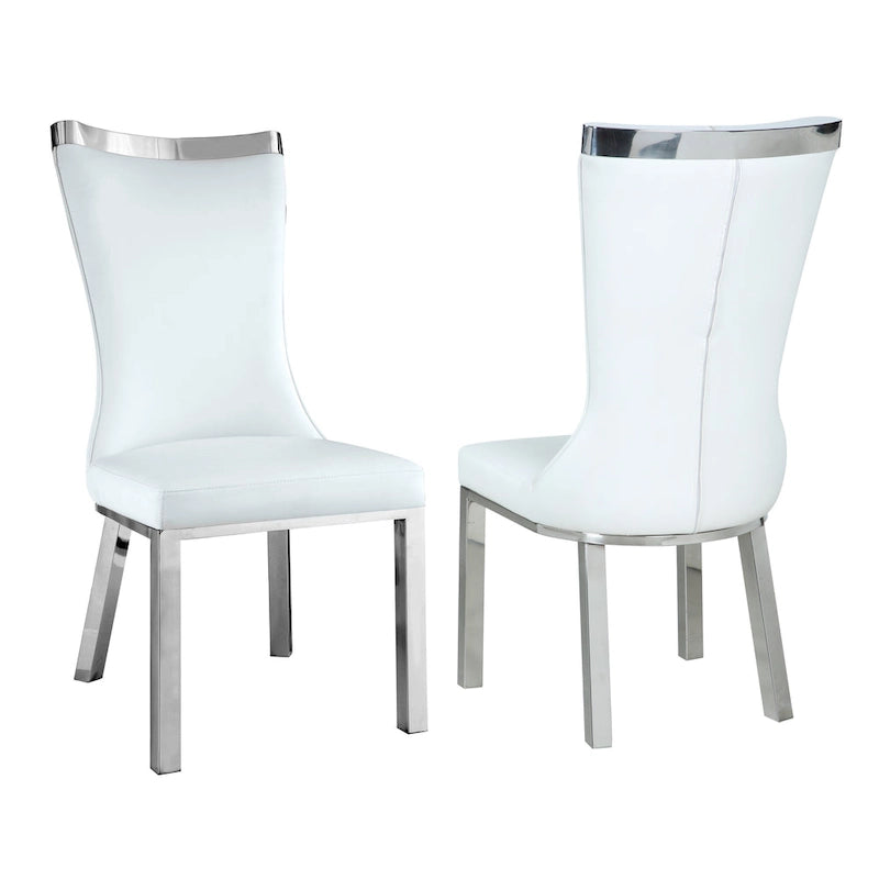 Chaise de salle à manger Amelia à dossier incurvé, blanche, lot de 2 - S/O
