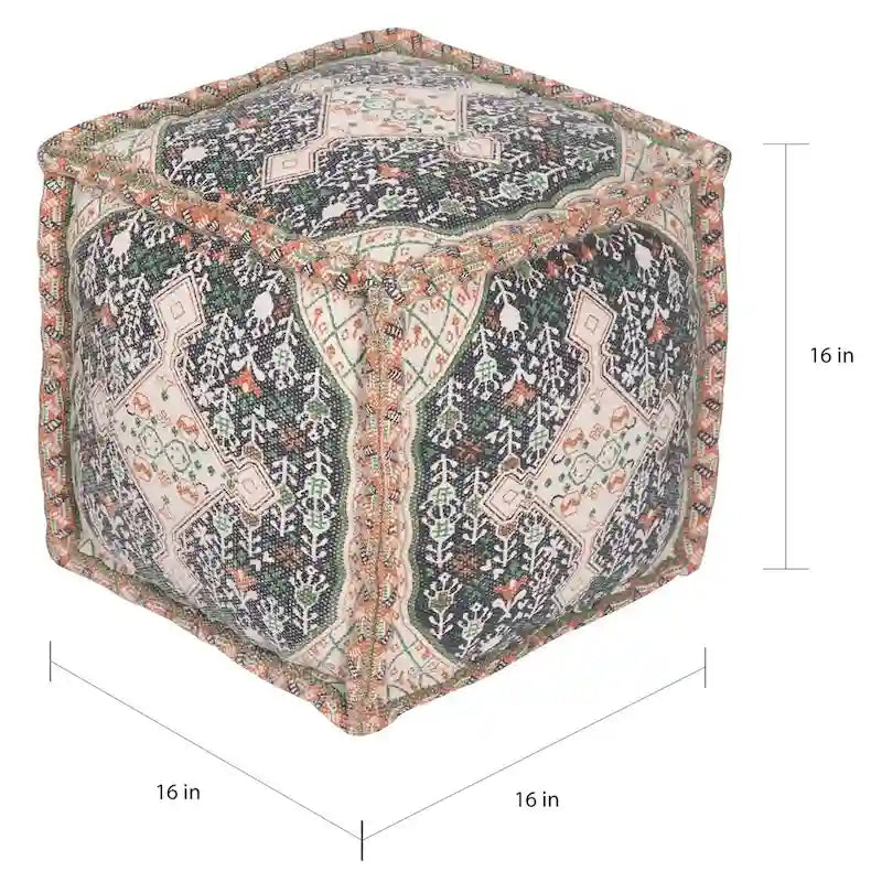 HERAT ORIENTAL Pouf en coton indo tissé main (Inde) - 40,6 x 40,6 x 40,6