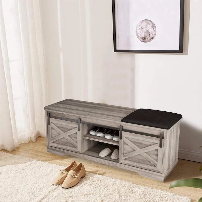 Banc de ferme pour entrée avec coussin – 120 cm