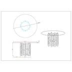 Table ronde contemporaine en verre avec piètement en acier et motif grappe doré