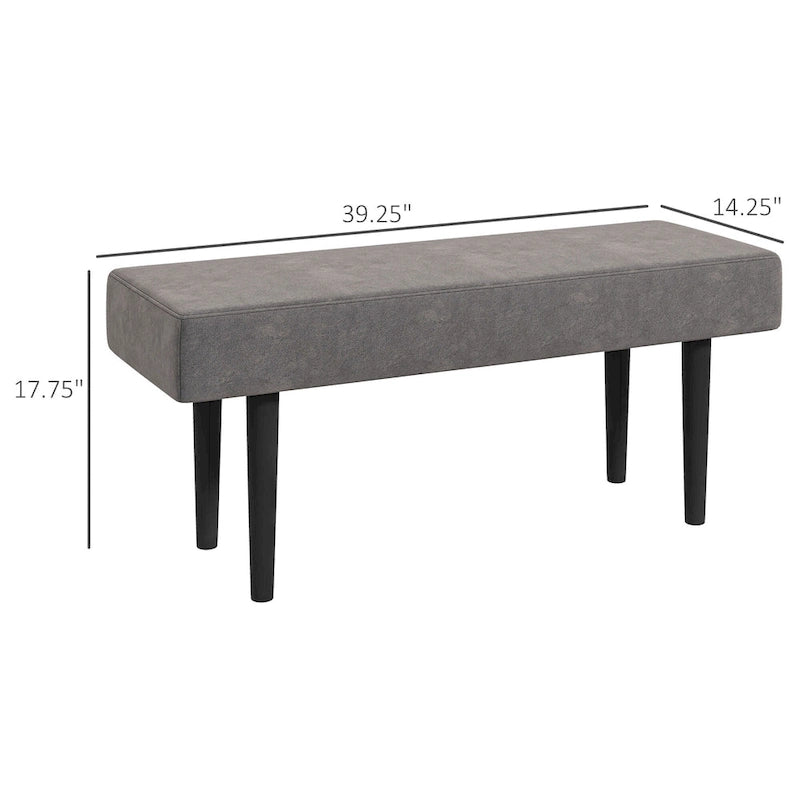 HOMCOM Banc de bout de lit de 99 cm, Banc de couloir rembourré avec pieds en acier, Banc de chambre à coucher, Gris