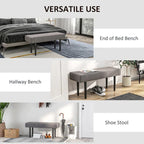 HOMCOM Banc de bout de lit de 99 cm, Banc de couloir rembourré avec pieds en acier, Banc de chambre à coucher, Gris