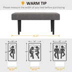 HOMCOM Banc de bout de lit de 99 cm, Banc de couloir rembourré avec pieds en acier, Banc de chambre à coucher, Gris