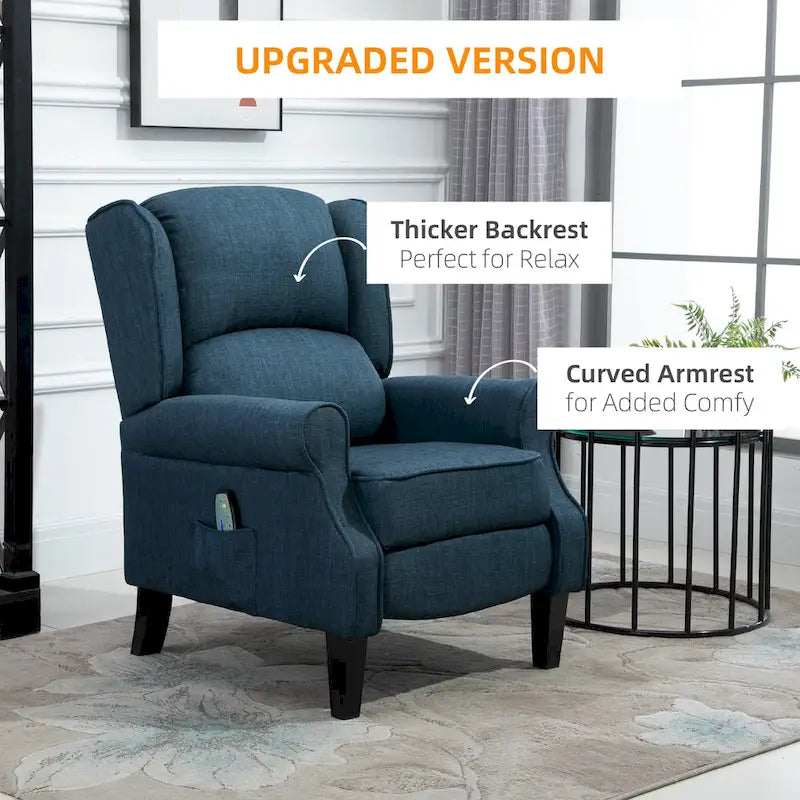 Fauteuil de massage chauffant et vibrant à oreilles, canapé d'appoint rembourré, fauteuil inclinable à dossier basculant avec télécommande