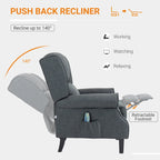 Fauteuil de massage chauffant et vibrant à oreilles, canapé d'appoint rembourré, fauteuil inclinable à dossier basculant avec télécommande