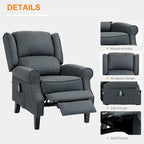 Fauteuil de massage chauffant et vibrant à oreilles, canapé d'appoint rembourré, fauteuil inclinable à dossier basculant avec télécommande