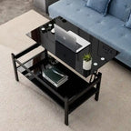 Table basse relevable en verre avec rangement pour salon et bureau à domicile