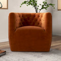 Fauteuil d'appoint pivotant confortable en velours orange brûlé de style Mid-Century Modern