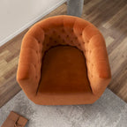 Fauteuil d'appoint pivotant confortable en velours orange brûlé de style Mid-Century Modern