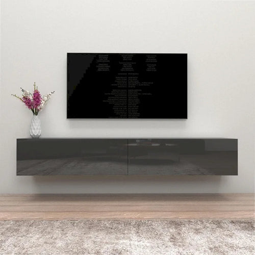 Meuble TV flottant mural moderne Berno de 180 cm, finition brillante