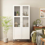 Buffet Enfilade Porte Vitrée Acrylique Meuble d'Appoint Bois Métal Rangement
