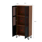 Buffet Enfilade Porte Vitrée Acrylique Meuble d'Appoint Bois Métal Rangement