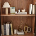 Buffet Enfilade Porte Vitrée Acrylique Meuble d'Appoint Bois Métal Rangement