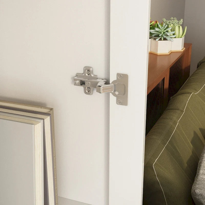 Buffet Enfilade Porte Vitrée Acrylique Meuble d'Appoint Bois Métal Rangement