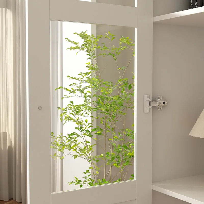 Buffet Enfilade Porte Vitrée Acrylique Meuble d'Appoint Bois Métal Rangement