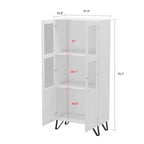 Buffet Enfilade Porte Vitrée Acrylique Meuble d'Appoint Bois Métal Rangement