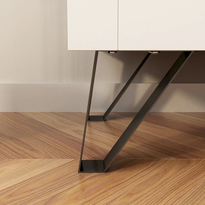 Buffet Enfilade Porte Vitrée Acrylique Meuble d'Appoint Bois Métal Rangement
