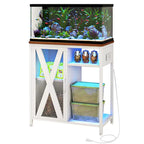 Meuble d'aquarium Moasis avec prises de courant et éclairage RVB 7 couleurs, meuble d'aquarium avec armoire de rangement