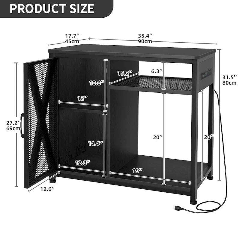 Meuble d'aquarium Moasis avec prises de courant et éclairage RVB 7 couleurs, meuble d'aquarium avec armoire de rangement