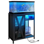 Meuble d'aquarium Moasis avec prises de courant et éclairage RVB 7 couleurs, meuble d'aquarium avec armoire de rangement