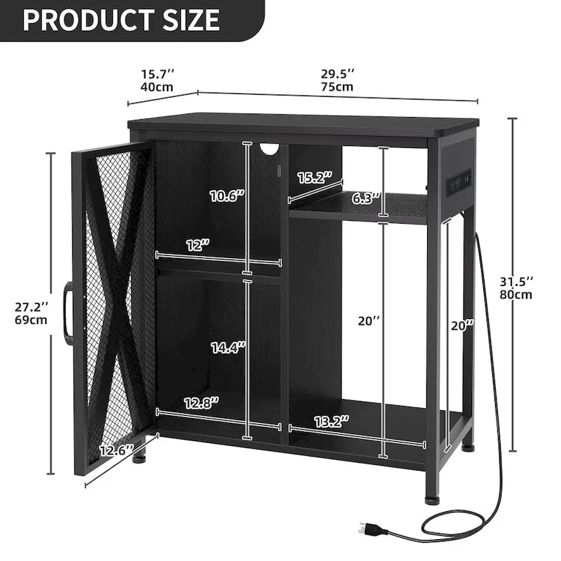 Meuble d'aquarium Moasis avec prises de courant et éclairage RVB 7 couleurs, meuble d'aquarium avec armoire de rangement