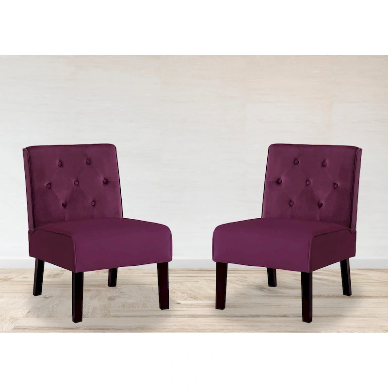US Pride Nixon Lot de 2 fauteuils d'appoint en velours capitonné au dos