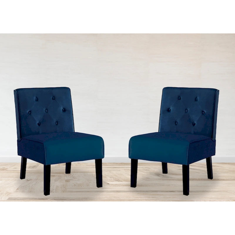 US Pride Nixon Lot de 2 fauteuils d'appoint en velours capitonné au dos