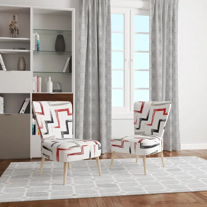 Fauteuil d'appoint et fauteuil à motif géométrique tendance multicolore et rembourré