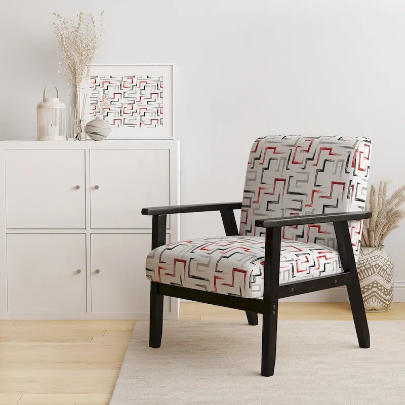 Fauteuil d'appoint et fauteuil à motif géométrique tendance multicolore et rembourré