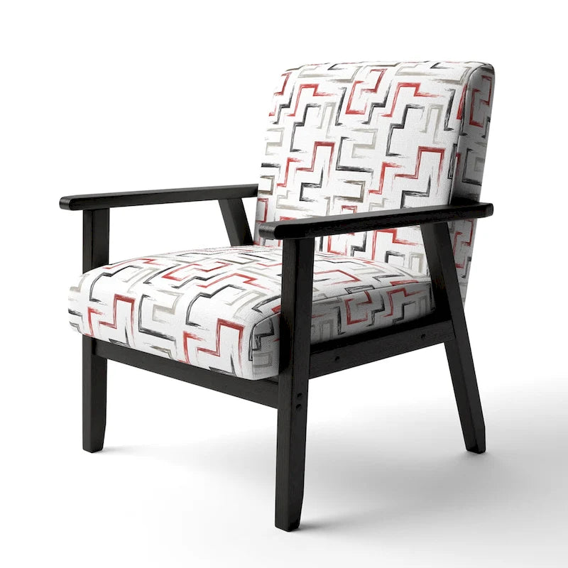 Fauteuil d'appoint et fauteuil à motif géométrique tendance multicolore et rembourré