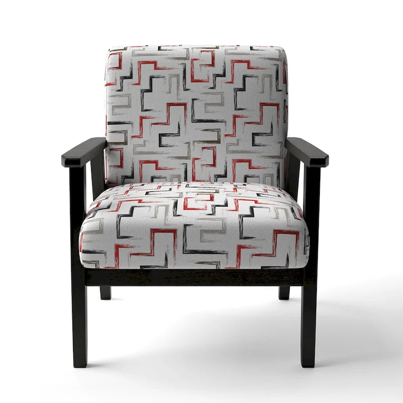 Fauteuil d'appoint et fauteuil à motif géométrique tendance multicolore et rembourré