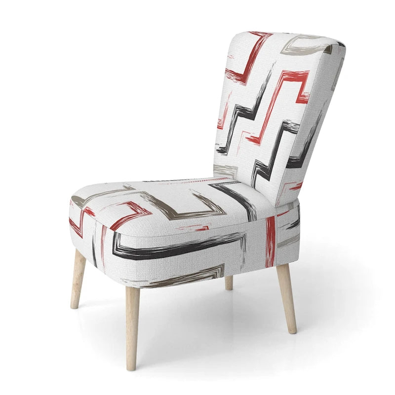 Fauteuil d'appoint et fauteuil à motif géométrique tendance multicolore et rembourré