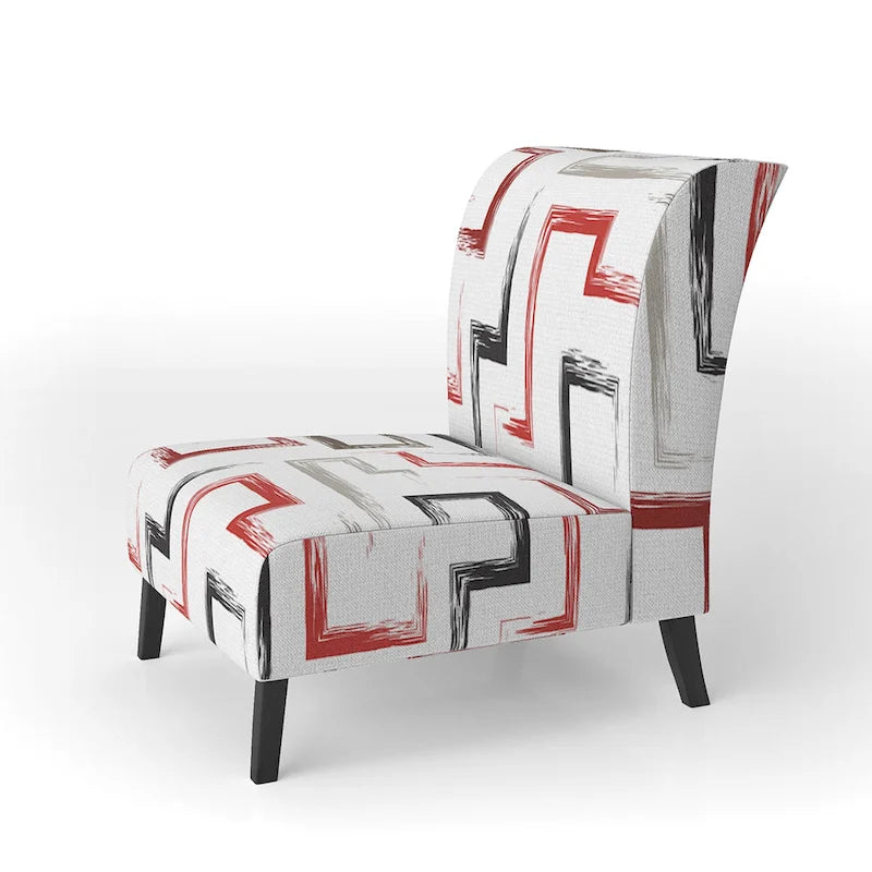 Fauteuil d'appoint et fauteuil à motif géométrique tendance multicolore et rembourré