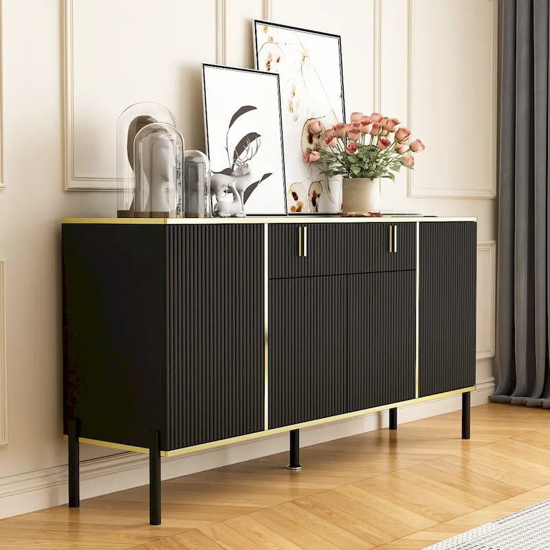 Meuble de Rangement Buffet 4 Portes 2 Tiroirs Supérieurs