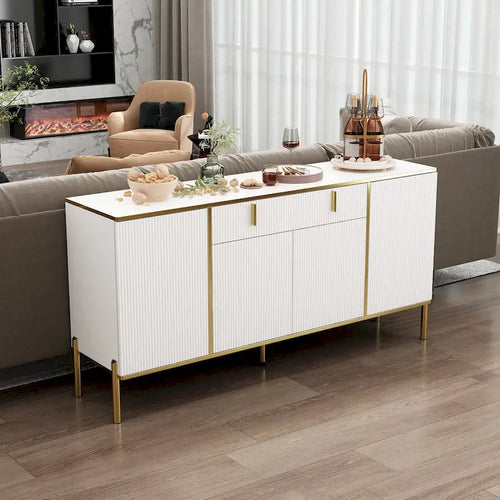 Meuble de Rangement Buffet 4 Portes 2 Tiroirs Supérieurs
