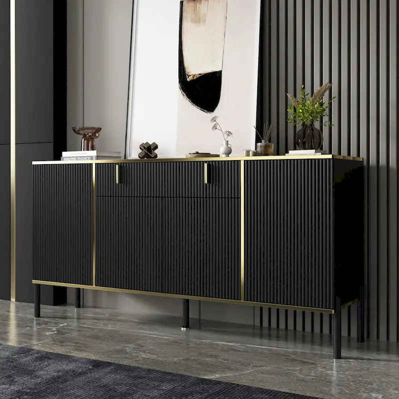 Meuble de Rangement Buffet 4 Portes 2 Tiroirs Supérieurs
