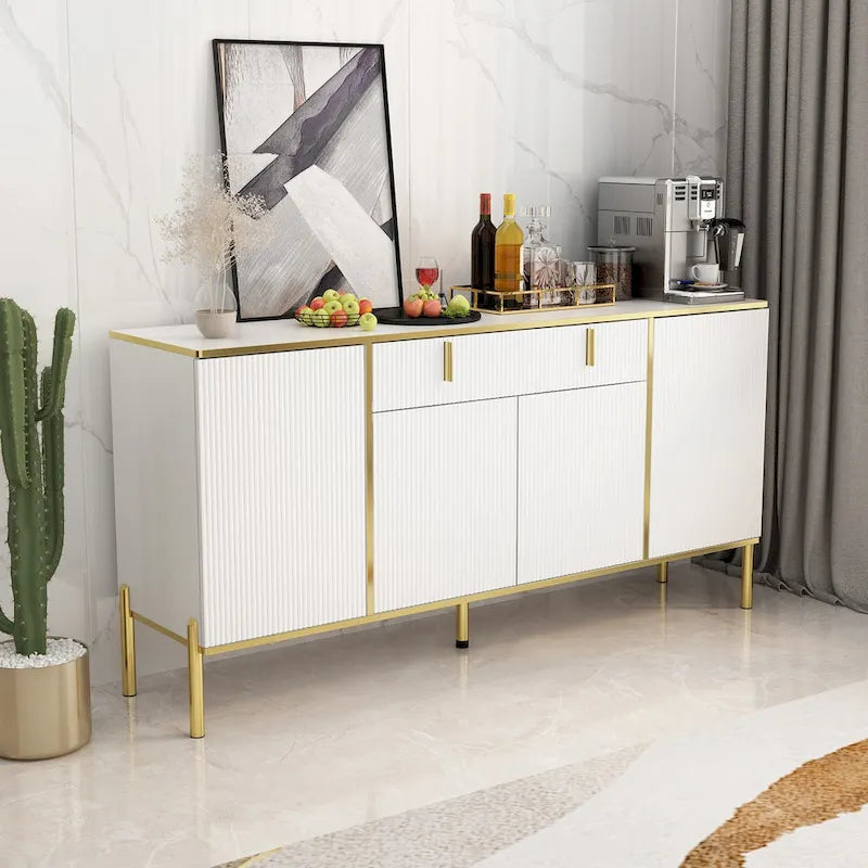 Meuble de Rangement Buffet 4 Portes 2 Tiroirs Supérieurs
