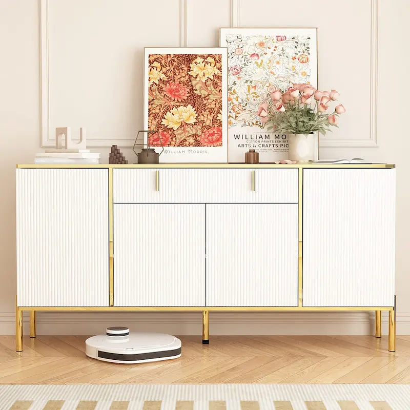 Meuble de Rangement Buffet 4 Portes 2 Tiroirs Supérieurs